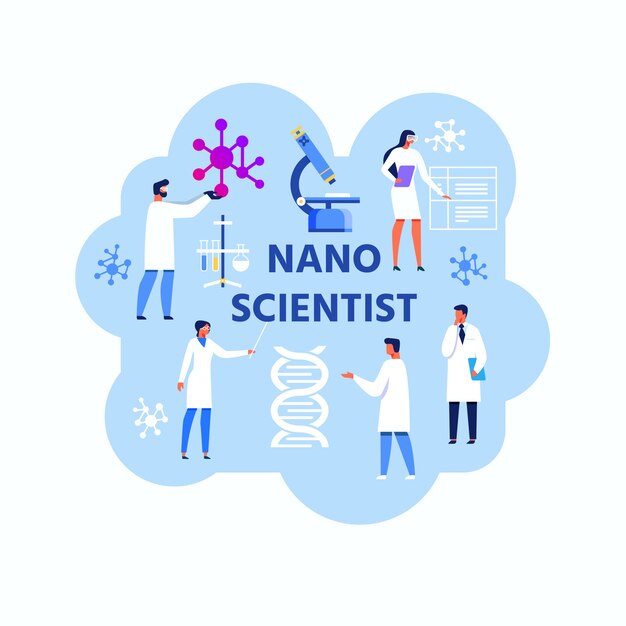 Ilustración plana abstracta Nano Scientist