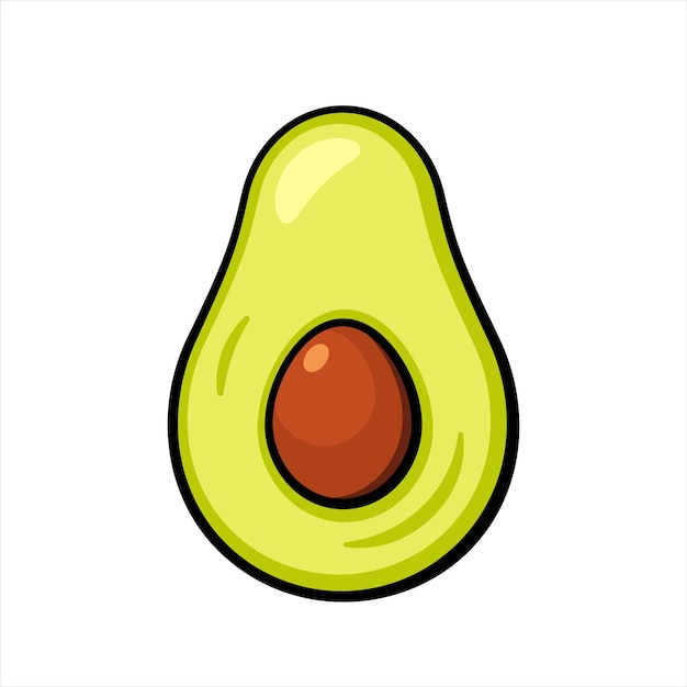 Ilustración plana de aguacate Elemento de vector estilizado aislado sobre fondo blanco