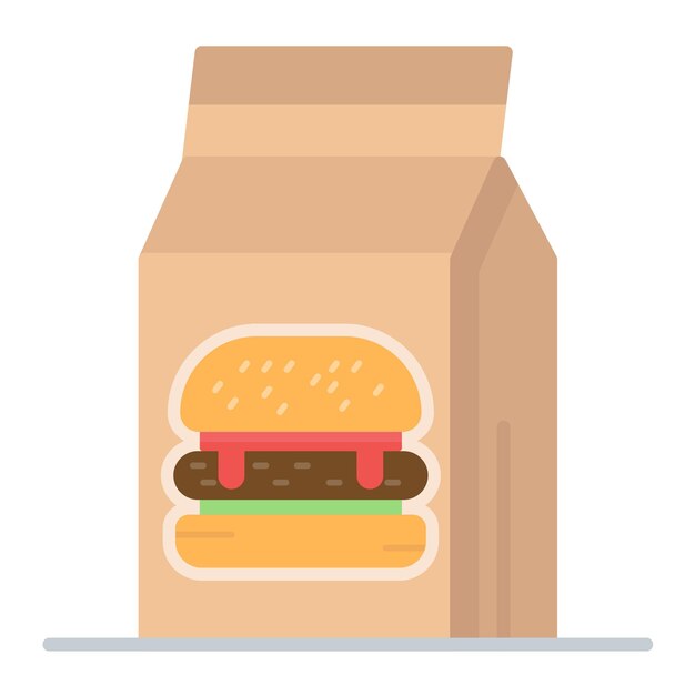 Ilustración plana de alimentos preempaquetados