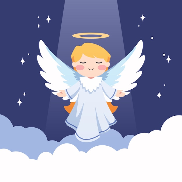 Ilustración plana de ángel de navidad