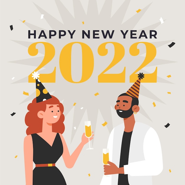 Vector ilustración plana de año nuevo