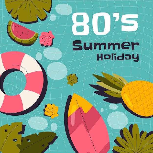 Vector ilustración plana de los años 80 para la temporada de verano.