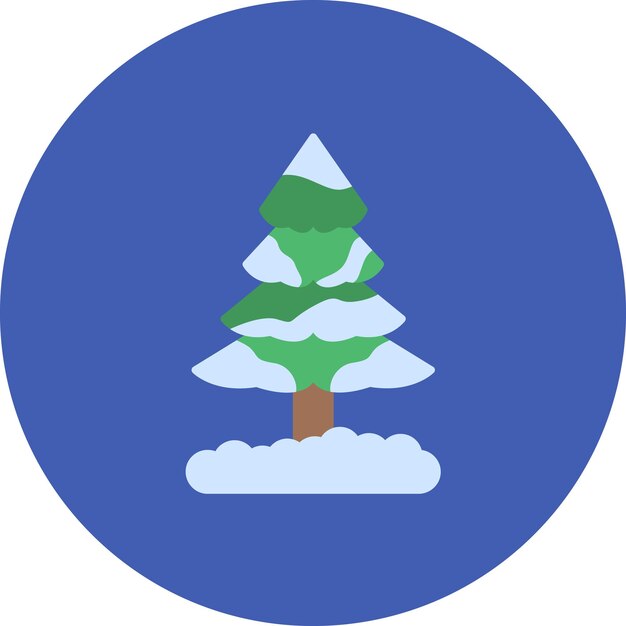 Ilustración plana de árbol cubierto de nieve