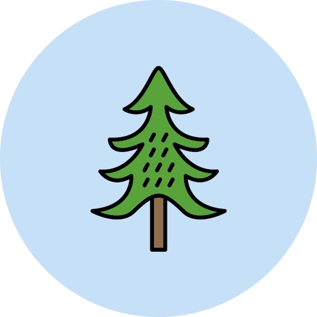 Ilustración plana de un árbol de hoja perenne