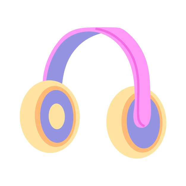Ilustración plana de auriculares modernos aislados sobre un fondo blanco