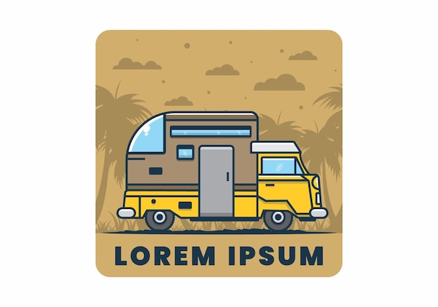 Ilustración plana de autocaravana personalizada