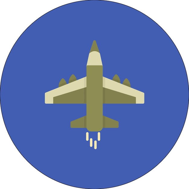 Ilustración plana del avión del ejército