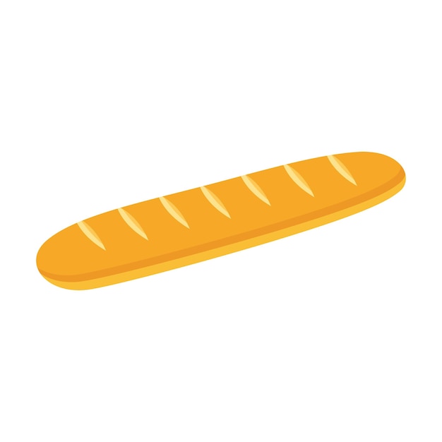 Ilustración plana de una baguette recién horneada