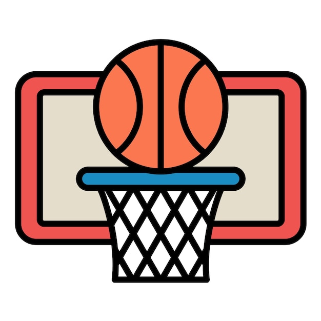 Ilustración plana de baloncesto