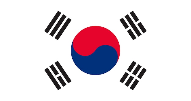 Ilustración plana de la bandera nacional de Corea del Sur