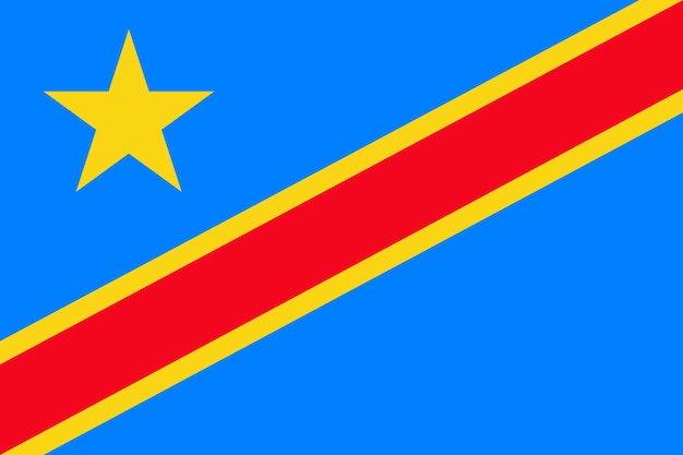 Ilustración plana de la bandera nacional de la República Democrática del Congo