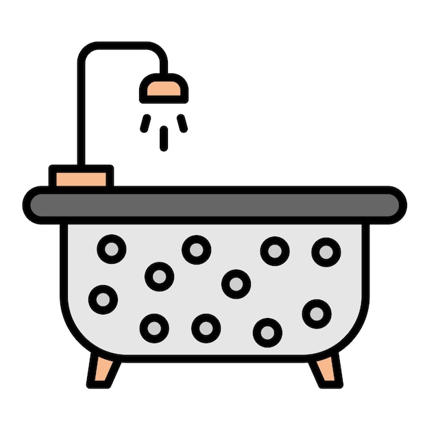 Ilustración plana de la bañera
