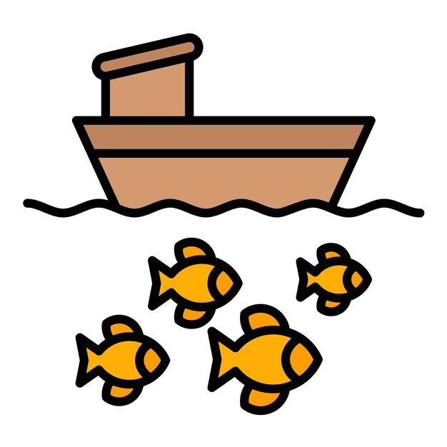 Ilustración plana de un barco de pesca