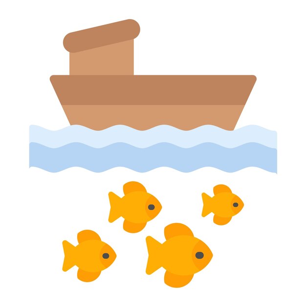 Ilustración plana de un barco de pesca