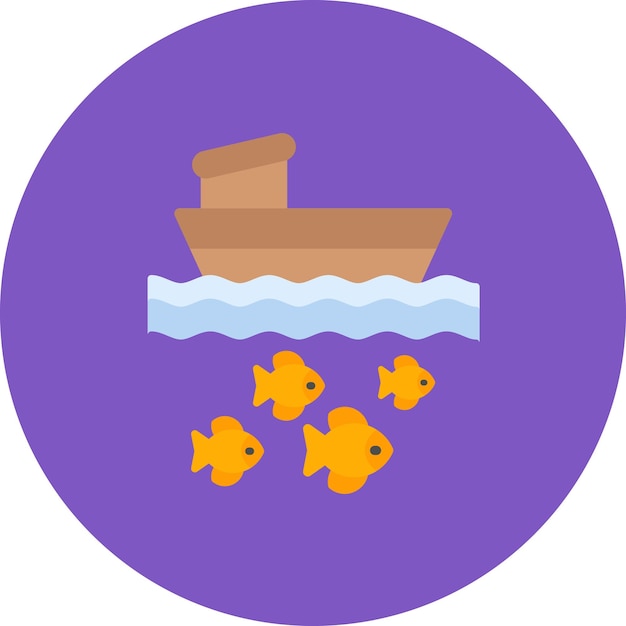 Ilustración plana de un barco de pesca