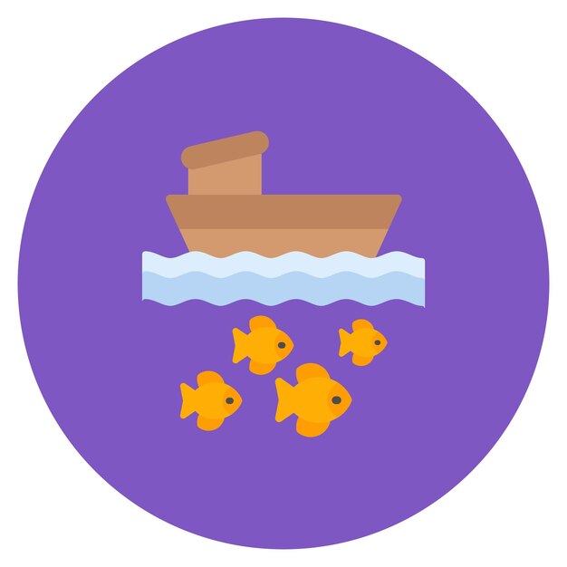 Ilustración plana de un barco de pesca