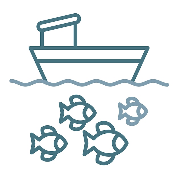 Ilustración plana de un barco de pesca