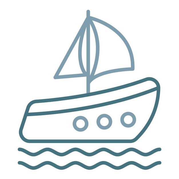 Ilustración plana de un barco a vela