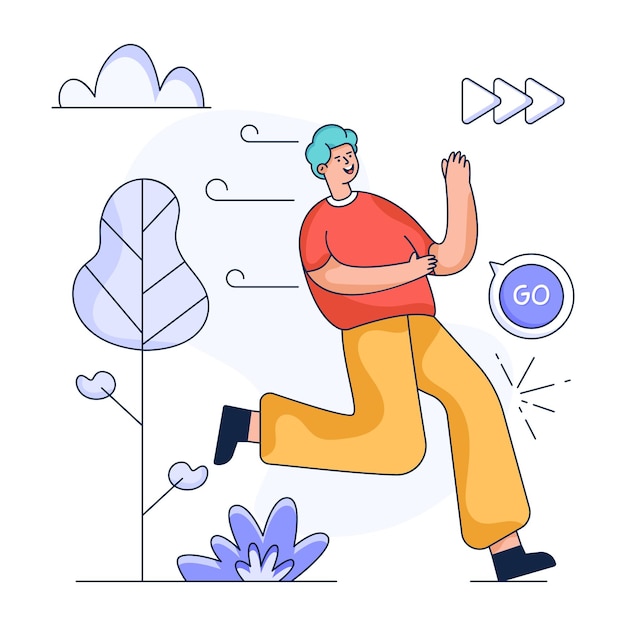 Una ilustración plana basada en personajes de avanzar
