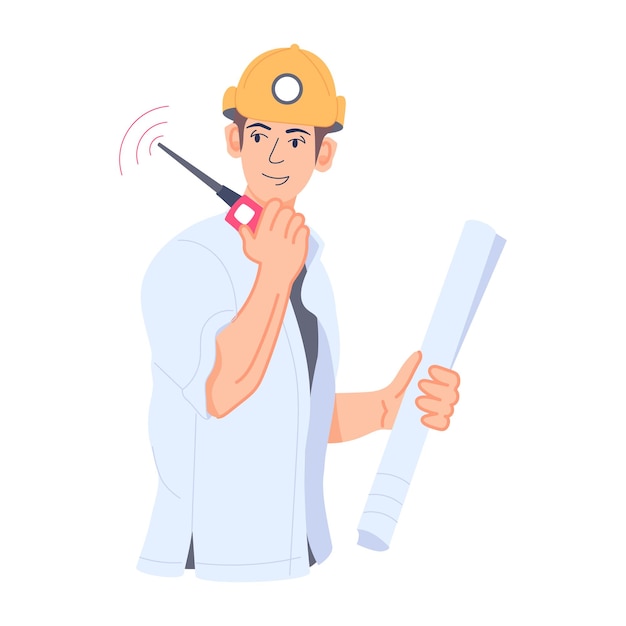 Ilustración plana basada en personajes del trabajador de la construcción