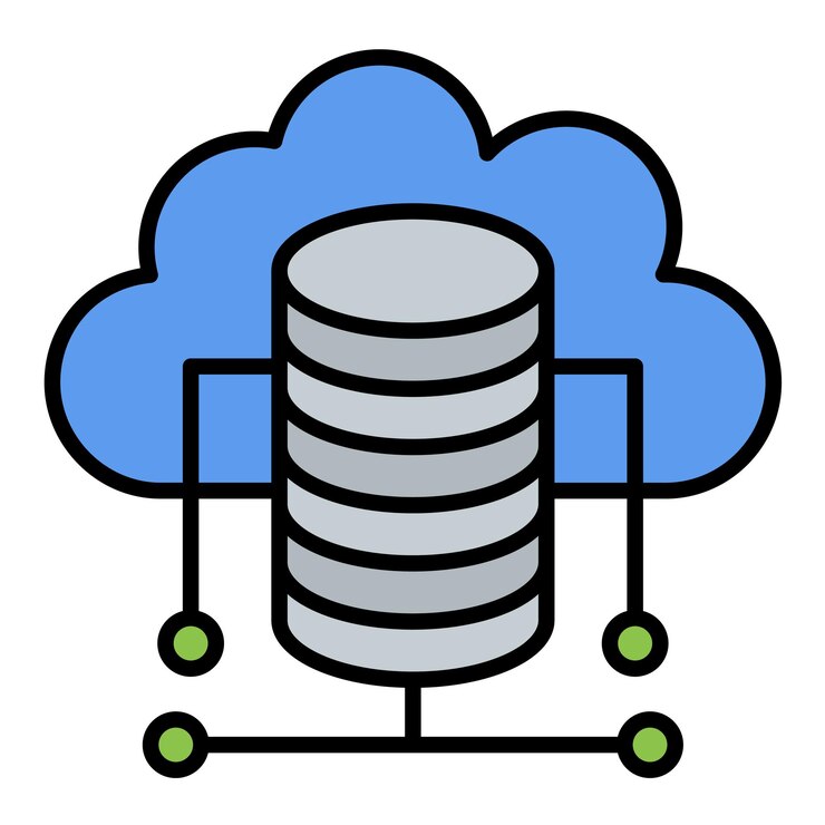 Vector ilustración plana de la base de datos en la nube