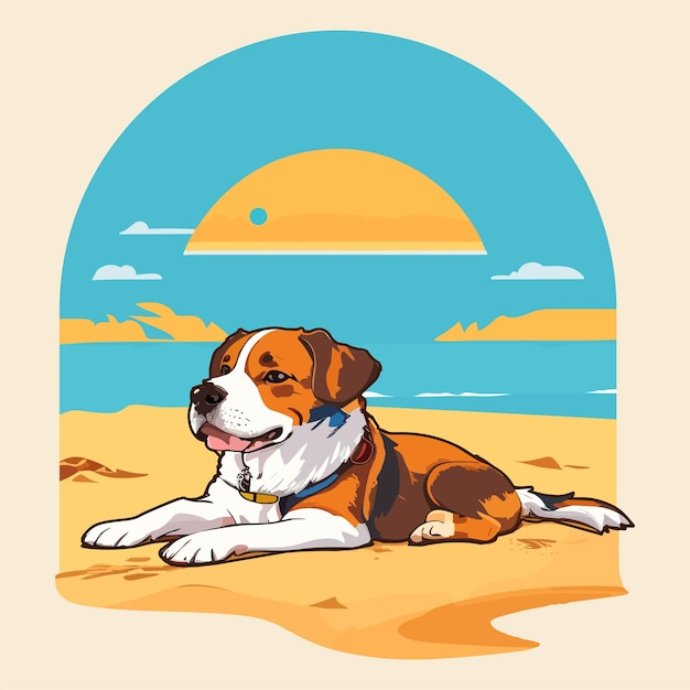 Vector ilustración plana de beach dog para camisetas, pegatinas y afiches