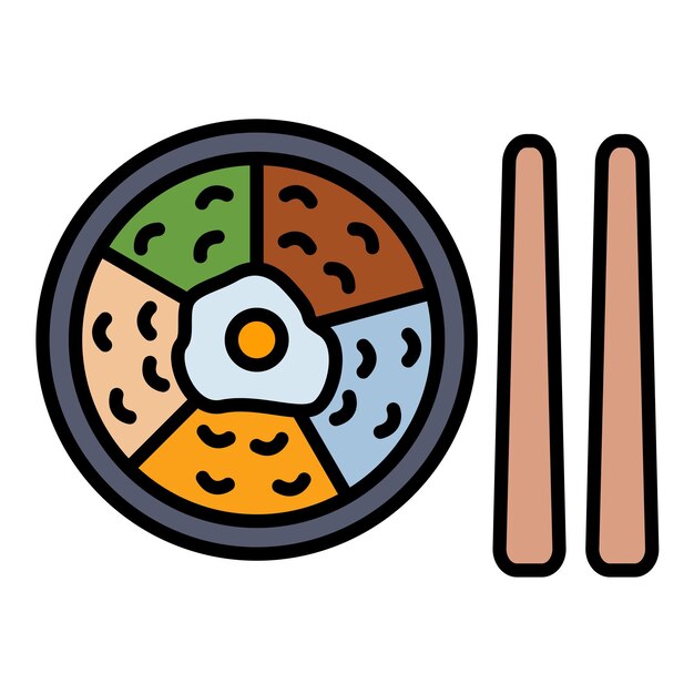 Ilustración plana de Bibimbap