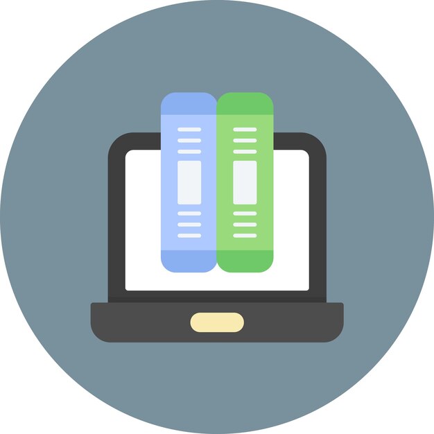 Ilustración plana de la biblioteca en línea