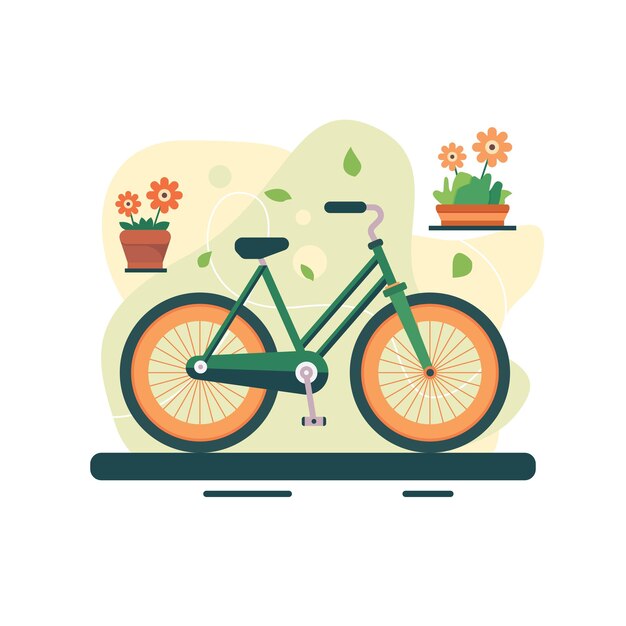 Ilustración Plana Bicicleta Verde