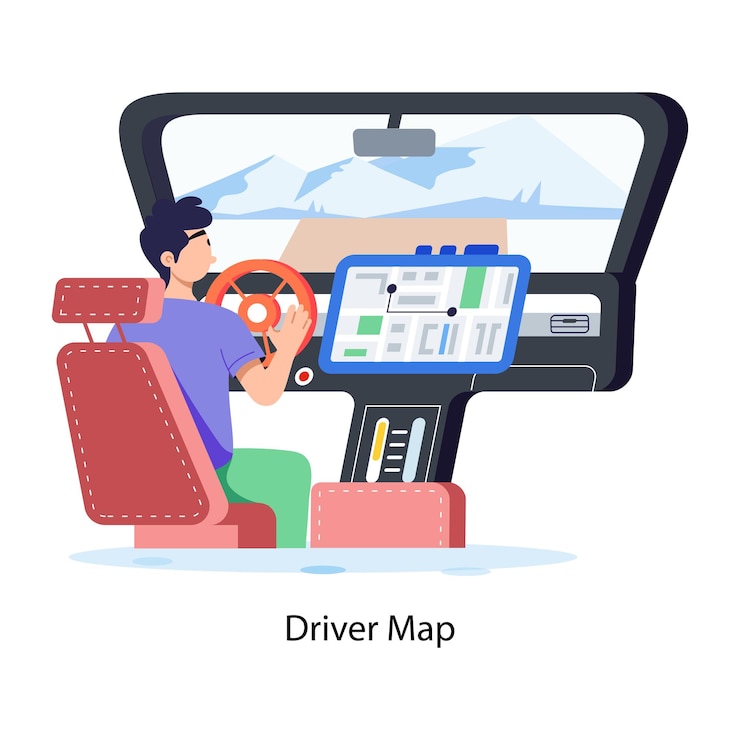 Vector una ilustración plana bien diseñada del mapa del conductor