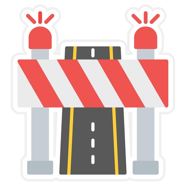 Ilustración plana de bloqueo de carretera
