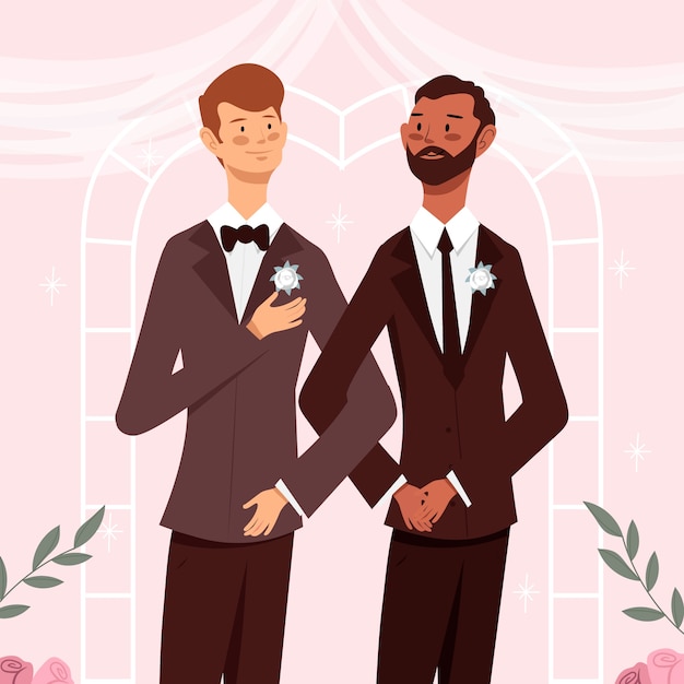Ilustración plana de la boda