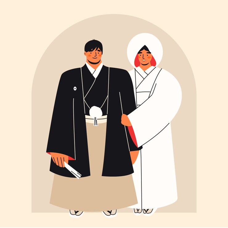 Ilustración plana de la boda