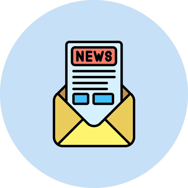 Ilustración plana del boletín de noticias