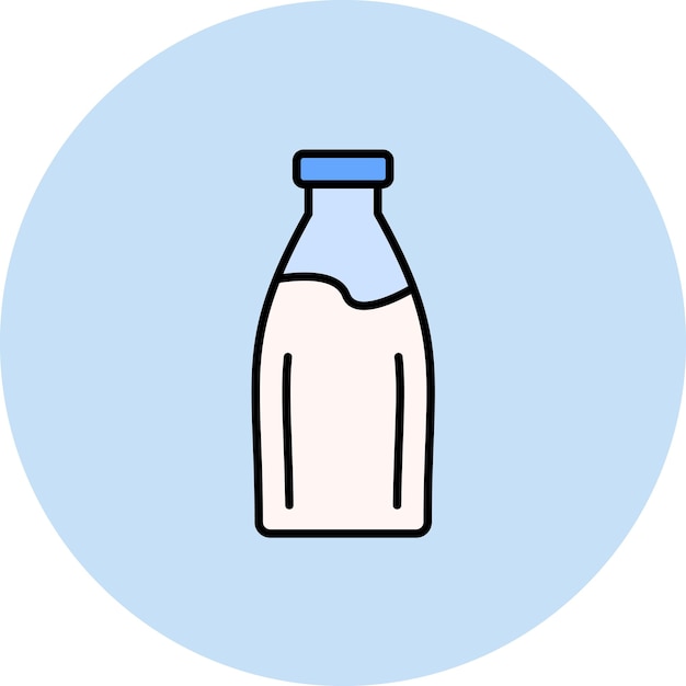 Ilustración plana de botella de leche