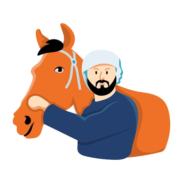 Una ilustración plana de caballo beduino