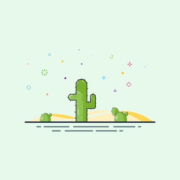 Vector ilustración plana de cactus