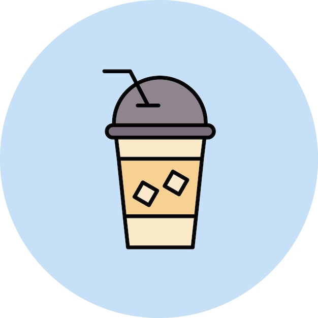 Ilustración plana de café helado