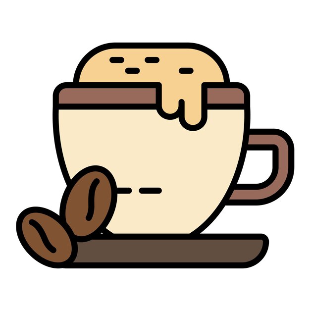 Ilustración plana del café latte