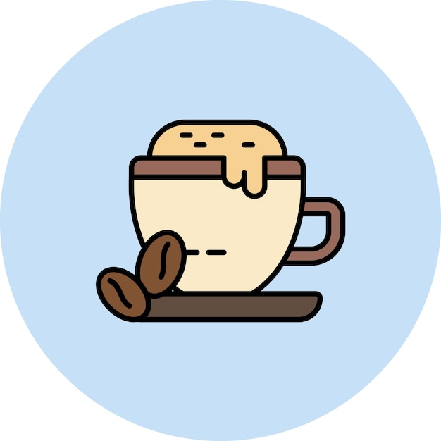 Ilustración plana del café latte