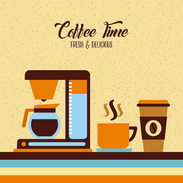 Vector ilustración plana cafetera