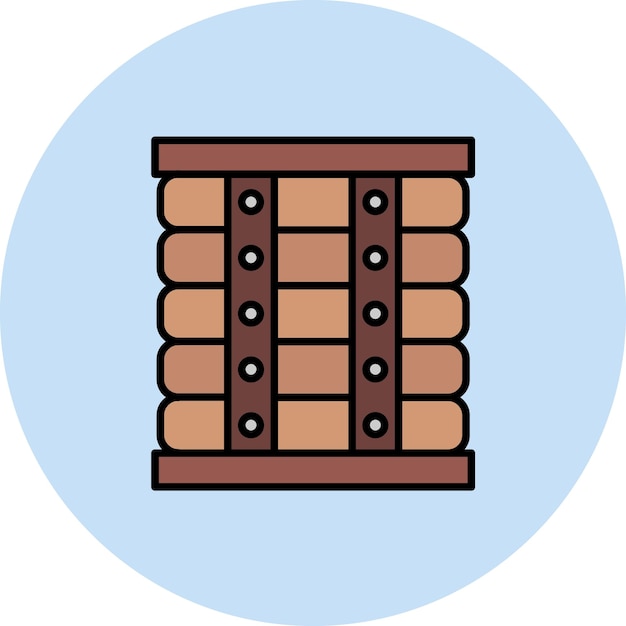 Ilustración plana de caja de madera