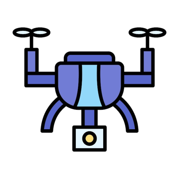 Ilustración plana de la cámara del dron