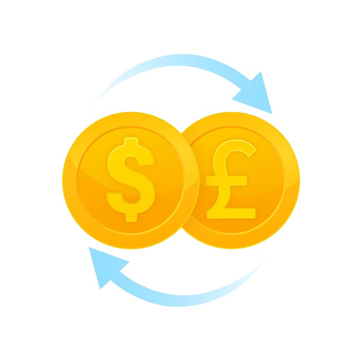 Vector ilustración plana con cambio de moneda de oro diseño de concepto de dólar a libra ilustración vectorial
