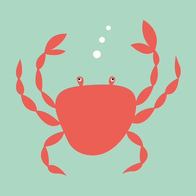 Ilustración plana de cangrejo rojo vectorial Cangrejo de estilo plano en imágenes prediseñadas de mar
