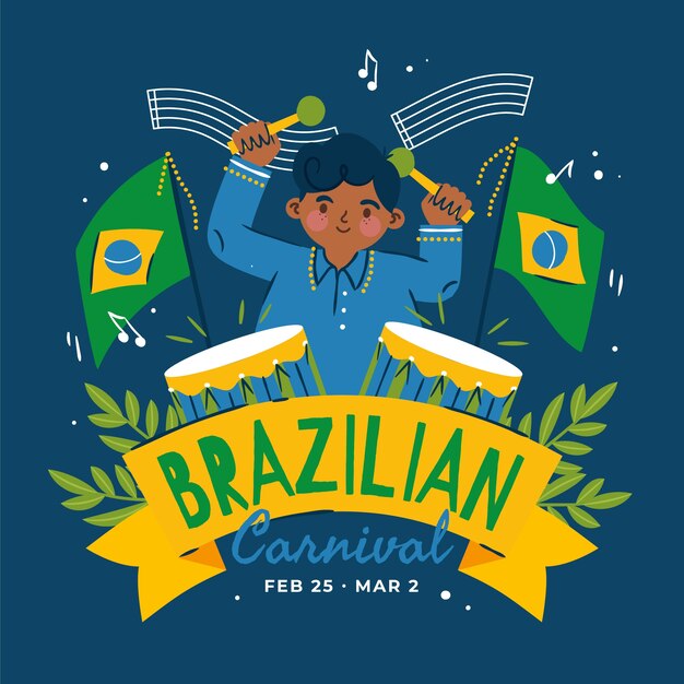 Ilustración plana carnaval brasileño