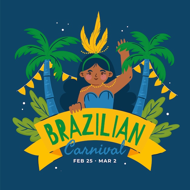 Vector ilustración plana carnaval brasileño