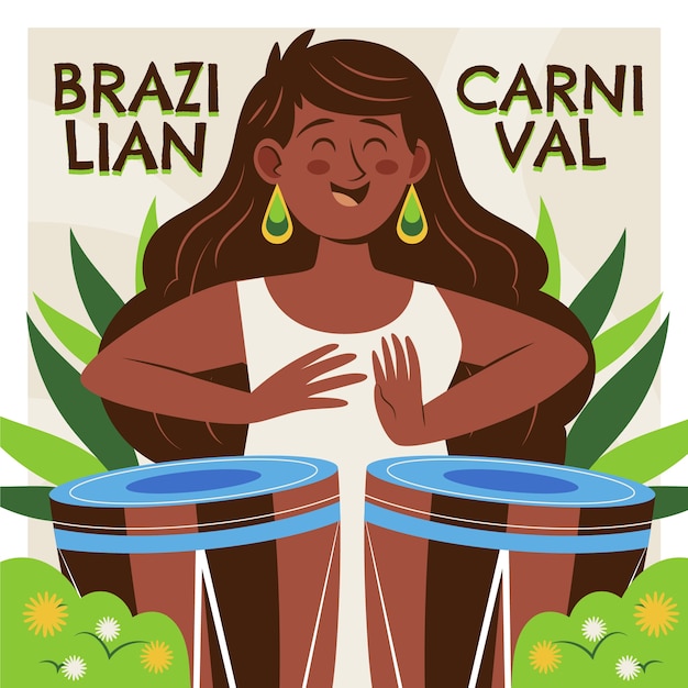 Vector ilustración plana carnaval brasileño