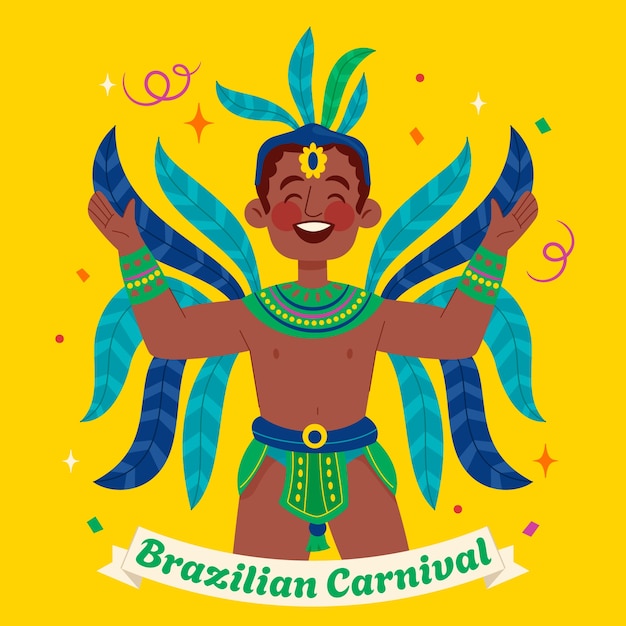 Ilustración plana para el carnaval brasileño