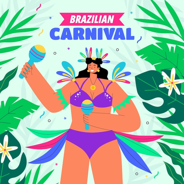 Vector ilustración plana para el carnaval brasileño